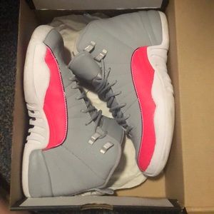 Jordan 12, grey and pink, size 6.5 youth